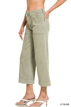 Load image into Gallery viewer, 6564- ZENANA- Cropped Wide Leg Color Denim Pants-LT. OLIVE
