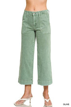 Load image into Gallery viewer, 6388- ZENANA- Cropped Wide Leg Color Denim Pants-OLIVE
