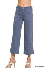 Load image into Gallery viewer, 6622-ZENANA-Cropped Wide Leg Denim Pants-BLK BERRY
