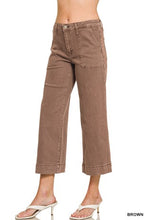 Load image into Gallery viewer, 6563- ZENANA- Cropped Wide Leg Color Denim Pants-BROWN
