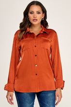 Load image into Gallery viewer, 6375- Long Sleeve Button Down with Drawstring-RUST
