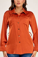 Load image into Gallery viewer, 6375- Long Sleeve Button Down with Drawstring-RUST
