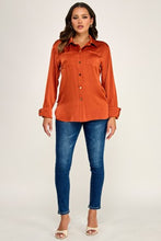 Load image into Gallery viewer, 6375- Long Sleeve Button Down with Drawstring-RUST
