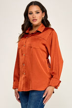 Load image into Gallery viewer, 6375- Long Sleeve Button Down with Drawstring-RUST

