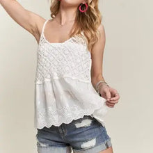 Load image into Gallery viewer, 6261- Crochet V Neck Tank Top -WHITE
