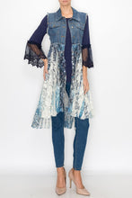 Load image into Gallery viewer, 5371-Cropped Denim Vest with Lace -NAVY
