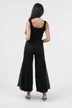 Load image into Gallery viewer, 6592- Lace Inserts Flare Bell Bottom Pants-BLACK
