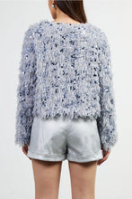 Load image into Gallery viewer, 5731-Feathered Sequin Cardigan-SILVER
