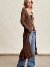 Load image into Gallery viewer, 6447- Crochet Longline Cardigan-MOCHA
