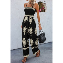 Load image into Gallery viewer, 4351-Off Shoulder Ruched Printed High Waist Jumpsuit
