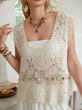 Load image into Gallery viewer, 6185- Crochet Lace Trim Tank Top w/shells
