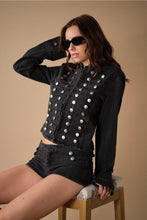 Load image into Gallery viewer, 6524- Western Military Button Twill Jacket-BLACK
