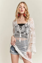 Load image into Gallery viewer, 4328-FRONT LACE UP CROCHET COVER UP-WHITE

