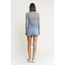 Load image into Gallery viewer, 5876- MICA-Denim Mini Skirt with Raw Hem
