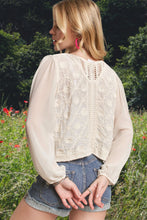 Load image into Gallery viewer, 5168-Embroidered Woven LS Blouse-NATUIRAL
