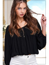 Load image into Gallery viewer, 6140- Off Shoulder Balloon Sleeve Top-BLACK
