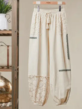 Load image into Gallery viewer, 6188- Lace Accents Patchwork Crochet Jogger Pants
