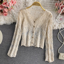 Load image into Gallery viewer, 5384-Women&#39;s Lace Sheer Cardigan Shrug-BEIGE
