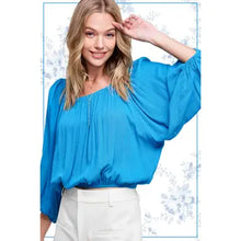 Load image into Gallery viewer, 6141- Off Shoulder Balloon Sleeve Top-TURQUOISE
