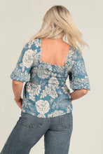 Load image into Gallery viewer, 5292-Twist Front Floral Print Blouse-LT BLUE
