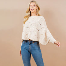 Load image into Gallery viewer, 5792-Openwork Loose Knit Batwing Sweater-IVORY
