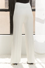 Load image into Gallery viewer, 4883-WAIST TIE TEXTURE WIDE LEG KNIT PANTS -OFF WHITE

