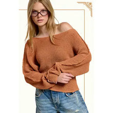 Load image into Gallery viewer, 6420- Boat Neck Off Shoulder Dolman Sleeve Sweater-CINNAMON
