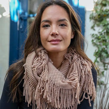 Load image into Gallery viewer, 5604-Pointelle Fringe Infinity Scarf
