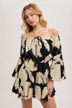 Load image into Gallery viewer, 5091-Floral Print Off the Shoulder Bell Sleeved Romper
