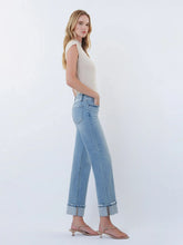 Load image into Gallery viewer, 5872- LOVERVET.Mid Rise Medium Light Cuffed Slim Wide Jeans
