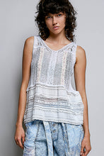 Load image into Gallery viewer, 6065- Lace Trim Ruffle Hem Sleeveless Top-WHITE
