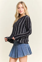 Load image into Gallery viewer, 5778-VERTICAL Textured Stripe Sweater-BLACK
