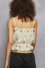 Load image into Gallery viewer, 5966- POL-Sleeveless Embroidered Trim Top- CREAM
