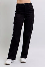 Load image into Gallery viewer, 5418-  JUDY BLUE HIGH WAIST CARGO WIDE-BLACK
