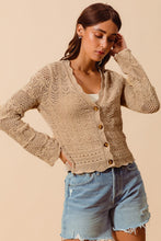 Load image into Gallery viewer, 4903-TEXTURE KNITTED SWEATER CARDIGAN WITH SCALLOPED EDGE
