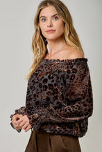 Load image into Gallery viewer, 6656-Velvet Burnout On/Off Shoulder Blouse LEOPARD
