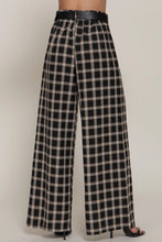 Load image into Gallery viewer, 6632- Pleated Plaid Woven Wide Long Pants-BLACK

