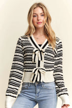 Load image into Gallery viewer, 4697-Bow Tie Stripe Sweater Top
