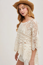 Load image into Gallery viewer, 6349- Sheer Crochet Top with No Lining-NATURAL
