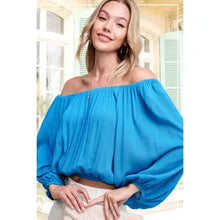 Load image into Gallery viewer, 6141- Off Shoulder Balloon Sleeve Top-TURQUOISE
