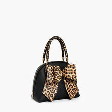 Load image into Gallery viewer, 6471- Leopard Top Handle Bow Bag
