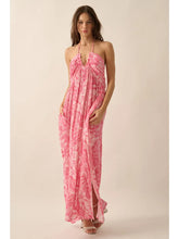 Load image into Gallery viewer, 4090-Floral Crepe Plunging-Neck Halter Maxi Dress
