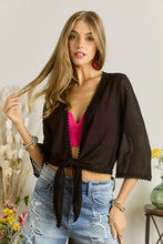 Load image into Gallery viewer, 6104-TEXTURED CHIFFON FRONT TIE BOLERO-BLACK
