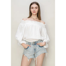Load image into Gallery viewer, 4322-Gauze Off-The-Shoulder Top-WHITE
