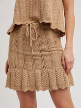 Load image into Gallery viewer, 6314- Knit Sweater Drawstring Mini Skirt with Lining-LATTE
