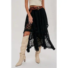 Load image into Gallery viewer, 6316- Lace Tier Midi Skirt-BLACK
