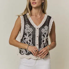 Load image into Gallery viewer, 6337-  Boho Floral Butterfly Crochet Vest Top
