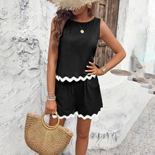 Load image into Gallery viewer, 6073- Short Sleeve Lace Trim Top and Shorts Set
