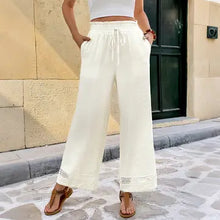 Load image into Gallery viewer, 6110- Elastic Waist Wide Leg Straight Casual Pants -BEIGE
