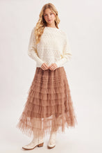 Load image into Gallery viewer, 6366- Boat Neck Balloon Sleeved Pointelle Knit Sweater-CREAM

